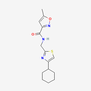 molecular formula C15H19N3O2S B2645786 N-((4-环己基噻唑-2-基)甲基)-5-甲基异恶唑-3-甲酰胺 CAS No. 2034541-45-0