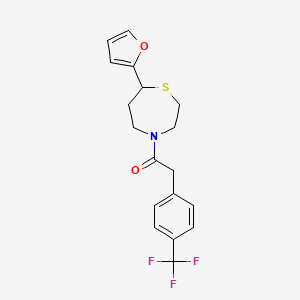 molecular formula C18H18F3NO2S B2645790 1-(7-(Furan-2-yl)-1,4-thiazepan-4-yl)-2-(4-(trifluoromethyl)phenyl)ethanone CAS No. 1705438-73-8