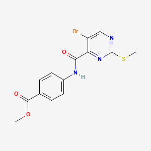 molecular formula C14H12BrN3O3S B2645793 Methyl 4-({[5-bromo-2-(methylsulfanyl)pyrimidin-4-yl]carbonyl}amino)benzoate CAS No. 872869-02-8