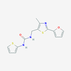 molecular formula C14H13N3O2S2 B2645796 1-((2-(Furan-2-yl)-4-methylthiazol-5-yl)methyl)-3-(thiophen-2-yl)urea CAS No. 1421522-21-5