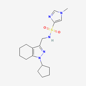 molecular formula C17H25N5O2S B2645797 N-((1-cyclopentyl-4,5,6,7-tetrahydro-1H-indazol-3-yl)methyl)-1-methyl-1H-imidazole-4-sulfonamide CAS No. 1448122-70-0
