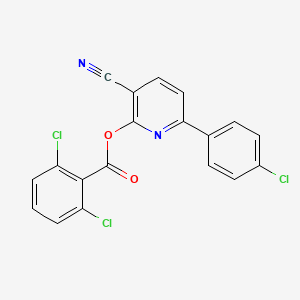 molecular formula C19H9Cl3N2O2 B2645798 6-(4-Chlorophenyl)-3-cyano-2-pyridinyl 2,6-dichlorobenzenecarboxylate CAS No. 251307-39-8