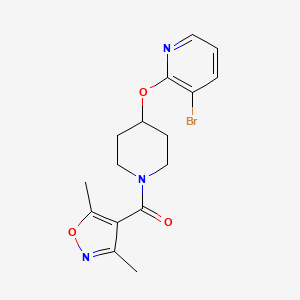 molecular formula C16H18BrN3O3 B2645806 (4-((3-Bromopyridin-2-yl)oxy)piperidin-1-yl)(3,5-dimethylisoxazol-4-yl)methanone CAS No. 1448132-12-4