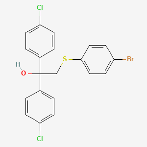 molecular formula C20H15BrCl2OS B2645810 2-(4-Bromophenyl)sulfanyl-1,1-bis(4-chlorophenyl)ethanol CAS No. 303152-21-8