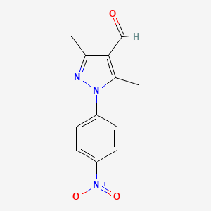 molecular formula C12H11N3O3 B2645817 3,5-dimethyl-1-(4-nitrophenyl)-1H-pyrazole-4-carbaldehyde CAS No. 73225-32-8