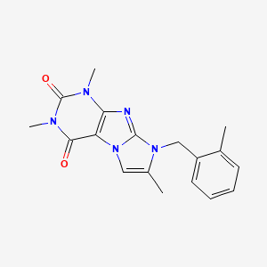 molecular formula C18H19N5O2 B2645818 2,4,7-三甲基-6-[(2-甲苯基)甲基]嘌呤[7,8-a]咪唑-1,3-二酮 CAS No. 878735-17-2