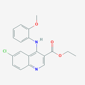 molecular formula C19H17ClN2O3 B2645829 6-氯-4-[(2-甲氧苯基)氨基]喹啉-3-羧酸乙酯 CAS No. 443323-66-8