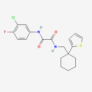 N1-(3-chloro-4-fluorophenyl)-N2-((1-(thiophen-2-yl)cyclohexyl)methyl)oxalamide