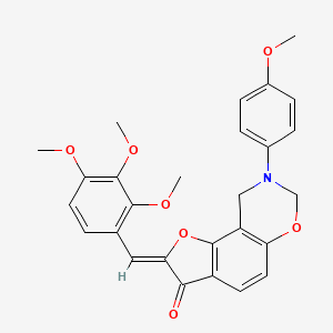 molecular formula C27H25NO7 B2645845 (Z)-8-(4-methoxyphenyl)-2-(2,3,4-trimethoxybenzylidene)-8,9-dihydro-2H-benzofuro[7,6-e][1,3]oxazin-3(7H)-one CAS No. 951961-10-7