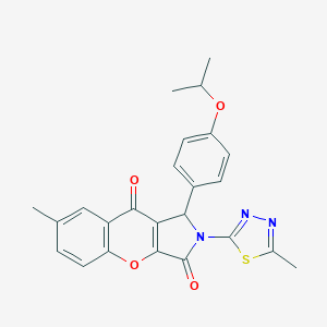 molecular formula C24H21N3O4S B264587 1-(4-Isopropoxyphenyl)-7-methyl-2-(5-methyl-1,3,4-thiadiazol-2-yl)-1,2-dihydrochromeno[2,3-c]pyrrole-3,9-dione 