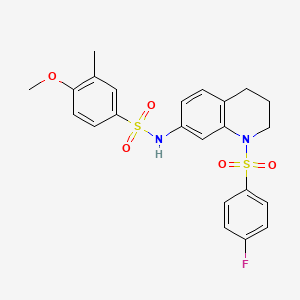 molecular formula C23H23FN2O5S2 B2645871 N-(1-((4-fluorophenyl)sulfonyl)-1,2,3,4-tetrahydroquinolin-7-yl)-4-methoxy-3-methylbenzenesulfonamide CAS No. 946300-52-3
