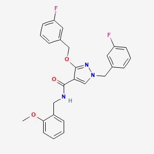 molecular formula C26H23F2N3O3 B2645886 1-(3-fluorobenzyl)-3-((3-fluorobenzyl)oxy)-N-(2-methoxybenzyl)-1H-pyrazole-4-carboxamide CAS No. 1014089-74-7