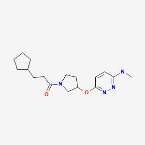 molecular formula C18H28N4O2 B2645917 3-环戊基-1-(3-((6-(二甲氨基)嘧啶-3-基)氧)吡咯烷-1-基)丙-1-酮 CAS No. 2034436-74-1