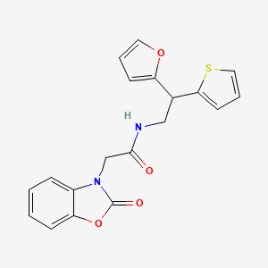 molecular formula C19H16N2O4S B2645919 N-[2-(呋喃-2-基)-2-(噻吩-2-基)乙基]-2-(2-氧代-2,3-二氢-1,3-苯并噁唑-3-基)乙酰胺 CAS No. 2097898-81-0