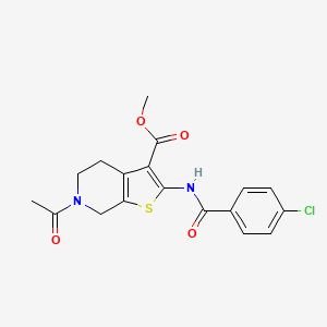 molecular formula C18H17ClN2O4S B2645924 6-乙酰基-2-(4-氯苯甲酰胺)-4,5,6,7-四氢噻吩并[2,3-c]吡啶-3-羧酸甲酯 CAS No. 920467-23-8