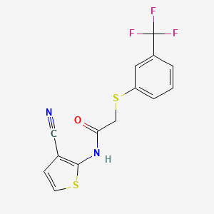 molecular formula C14H9F3N2OS2 B2645926 N-(3-cyanothiophen-2-yl)-2-[3-(trifluoromethyl)phenyl]sulfanylacetamide CAS No. 338777-47-2