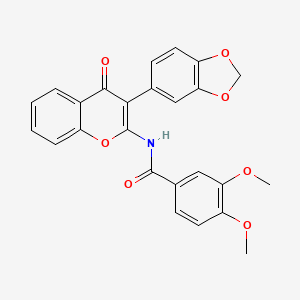 molecular formula C25H19NO7 B2645928 N-[3-(1,3-苯并二氧杂环-5-基)-4-氧代色满-2-基]-3,4-二甲氧基苯甲酰胺 CAS No. 883953-99-9