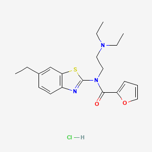 molecular formula C20H26ClN3O2S B2645932 N-(2-(diethylamino)ethyl)-N-(6-ethylbenzo[d]thiazol-2-yl)furan-2-carboxamide hydrochloride CAS No. 1216434-90-0