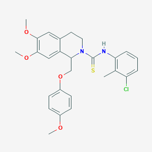 molecular formula C27H29ClN2O4S B2645934 N-(3-氯-2-甲基苯基)-6,7-二甲氧基-1-((4-甲氧基苯氧基)甲基)-3,4-二氢异喹啉-2(1H)-硫代氨基甲酰胺 CAS No. 501352-70-1