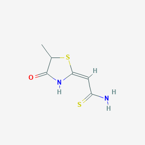 molecular formula C6H8N2OS2 B2645958 2-[4-hydroxy-5-methyl-1,3-thiazol-2(5H)-yliden]ethanethioamide CAS No. 1258848-22-4