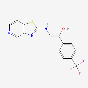 molecular formula C15H12F3N3OS B2645963 2-([1,3]Thiazolo[4,5-c]pyridin-2-ylamino)-1-[4-(trifluoromethyl)phenyl]ethanol CAS No. 2380056-51-7