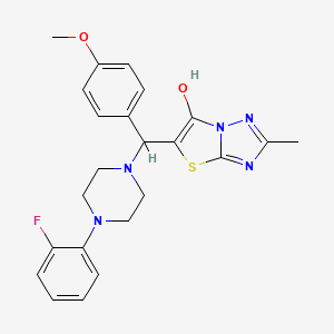 molecular formula C23H24FN5O2S B2645969 5-((4-(2-Fluorophenyl)piperazin-1-yl)(4-methoxyphenyl)methyl)-2-methylthiazolo[3,2-b][1,2,4]triazol-6-ol CAS No. 851810-33-8