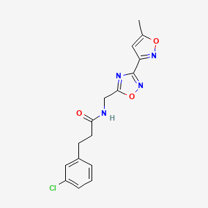 molecular formula C16H15ClN4O3 B2645971 3-(3-chlorophenyl)-N-((3-(5-methylisoxazol-3-yl)-1,2,4-oxadiazol-5-yl)methyl)propanamide CAS No. 2034321-94-1