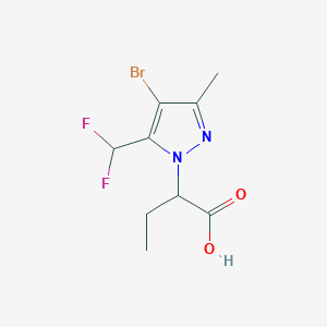 molecular formula C9H11BrF2N2O2 B2645980 2-[4-Bromo-5-(difluoromethyl)-3-methylpyrazol-1-yl]butanoic acid CAS No. 1946822-24-7