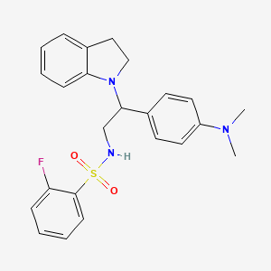 molecular formula C24H26FN3O2S B2645985 N-(2-(4-(dimethylamino)phenyl)-2-(indolin-1-yl)ethyl)-2-fluorobenzenesulfonamide CAS No. 946245-01-8