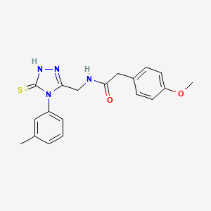 molecular formula C19H20N4O2S B2646007 2-(4-methoxyphenyl)-N-((5-thioxo-4-(m-tolyl)-4,5-dihydro-1H-1,2,4-triazol-3-yl)methyl)acetamide CAS No. 391888-26-9