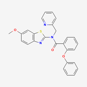 molecular formula C27H21N3O3S B2646008 N-(6-methoxybenzo[d]thiazol-2-yl)-2-phenoxy-N-(pyridin-2-ylmethyl)benzamide CAS No. 922671-79-2