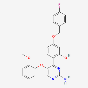 molecular formula C24H20FN3O4 B2646010 2-(2-氨基-5-(2-甲氧基苯氧基)嘧啶-4-基)-5-((4-氟苄基)氧基)苯酚 CAS No. 862192-58-3