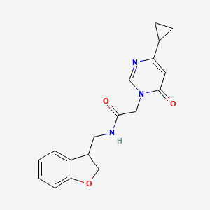 molecular formula C18H19N3O3 B2646020 2-(4-cyclopropyl-6-oxo-1,6-dihydropyrimidin-1-yl)-N-[(2,3-dihydro-1-benzofuran-3-yl)methyl]acetamide CAS No. 2097863-80-2