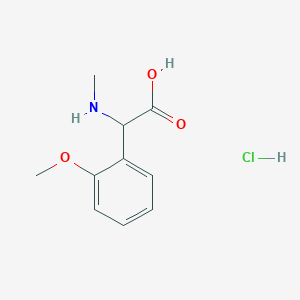 molecular formula C10H14ClNO3 B2646027 2-(2-甲氧基苯基)-2-(甲基氨基)乙酸；盐酸 CAS No. 2413866-57-4