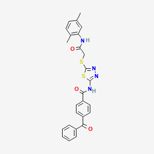 molecular formula C26H22N4O3S2 B2646042 4-benzoyl-N-(5-((2-((2,5-dimethylphenyl)amino)-2-oxoethyl)thio)-1,3,4-thiadiazol-2-yl)benzamide CAS No. 392295-38-4