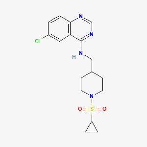 molecular formula C17H21ClN4O2S B2646051 6-Chloro-N-[(1-cyclopropylsulfonylpiperidin-4-yl)methyl]quinazolin-4-amine CAS No. 2380174-06-9