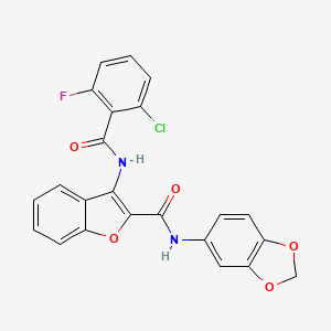 molecular formula C23H14ClFN2O5 B2646055 N-(benzo[d][1,3]dioxol-5-yl)-3-(2-chloro-6-fluorobenzamido)benzofuran-2-carboxamide CAS No. 872613-01-9