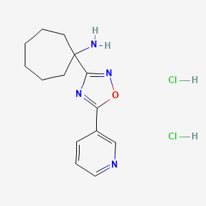 molecular formula C14H20Cl2N4O B2646062 1-[5-(吡啶-3-基)-1,2,4-恶二唑-3-基]环庚-1-胺二盐酸盐 CAS No. 1423031-20-2