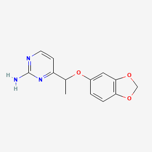 molecular formula C13H13N3O3 B2646068 4-[1-(1,3-苯并二氧杂环-5-yloxy)ethyl]-2-嘧啶胺 CAS No. 685106-85-8