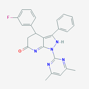 1-(4,6-dimethylpyrimidin-2-yl)-4-(3-fluorophenyl)-3-phenyl-4,5-dihydro-2H-pyrazolo[3,4-b]pyridin-6-one