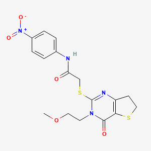 2-((3-(2-methoxyethyl)-4-oxo-3,4,6,7-tetrahydrothieno[3,2-d]pyrimidin-2-yl)thio)-N-(4-nitrophenyl)acetamide