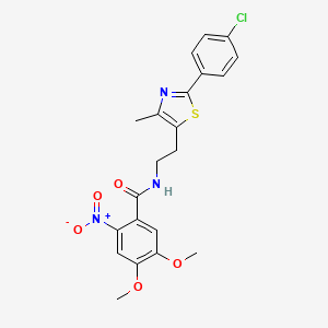 molecular formula C21H20ClN3O5S B2646084 N-(2-(2-(4-chlorophenyl)-4-methylthiazol-5-yl)ethyl)-4,5-dimethoxy-2-nitrobenzamide CAS No. 897612-11-2
