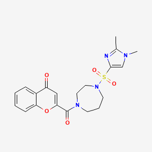 molecular formula C20H22N4O5S B2646089 2-(4-((1,2-dimethyl-1H-imidazol-4-yl)sulfonyl)-1,4-diazepane-1-carbonyl)-4H-chromen-4-one CAS No. 1903671-09-9