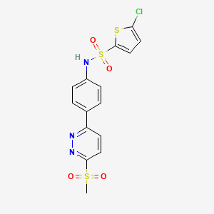 molecular formula C15H12ClN3O4S3 B2646103 5-chloro-N-(4-(6-(methylsulfonyl)pyridazin-3-yl)phenyl)thiophene-2-sulfonamide CAS No. 921542-34-9