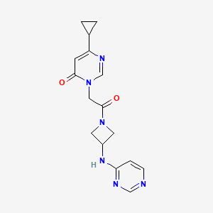 molecular formula C16H18N6O2 B2646104 6-Cyclopropyl-3-(2-oxo-2-{3-[(pyrimidin-4-yl)amino]azetidin-1-yl}ethyl)-3,4-dihydropyrimidin-4-one CAS No. 2097911-88-9