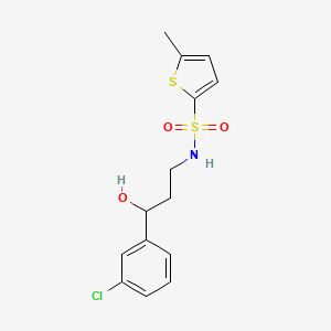 molecular formula C14H16ClNO3S2 B2646109 N-(3-(3-chlorophenyl)-3-hydroxypropyl)-5-methylthiophene-2-sulfonamide CAS No. 2034516-89-5