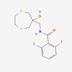 molecular formula C13H15F2NO2S2 B2646110 2,6-Difluoro-N-[(6-hydroxy-1,4-dithiepan-6-yl)methyl]benzamide CAS No. 2415532-64-6