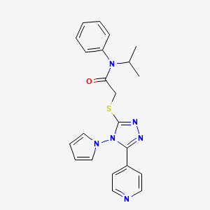 molecular formula C22H22N6OS B2646136 N-phenyl-N-(propan-2-yl)-2-{[5-(pyridin-4-yl)-4-(1H-pyrrol-1-yl)-4H-1,2,4-triazol-3-yl]sulfanyl}acetamide CAS No. 898371-39-6