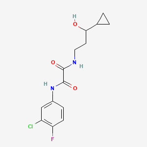 molecular formula C14H16ClFN2O3 B2646138 N1-(3-氯-4-氟苯基)-N2-(3-环丙基-3-羟基丙基)草酰胺 CAS No. 1396791-92-6