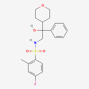 molecular formula C20H24FNO4S B2646142 4-fluoro-N-(2-hydroxy-2-phenyl-2-(tetrahydro-2H-pyran-4-yl)ethyl)-2-methylbenzenesulfonamide CAS No. 2034239-66-0